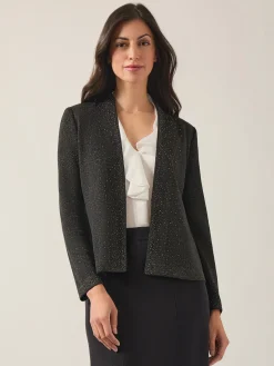 Misook Jackets & Coats|Embellished Lurex Open Neck Jacket