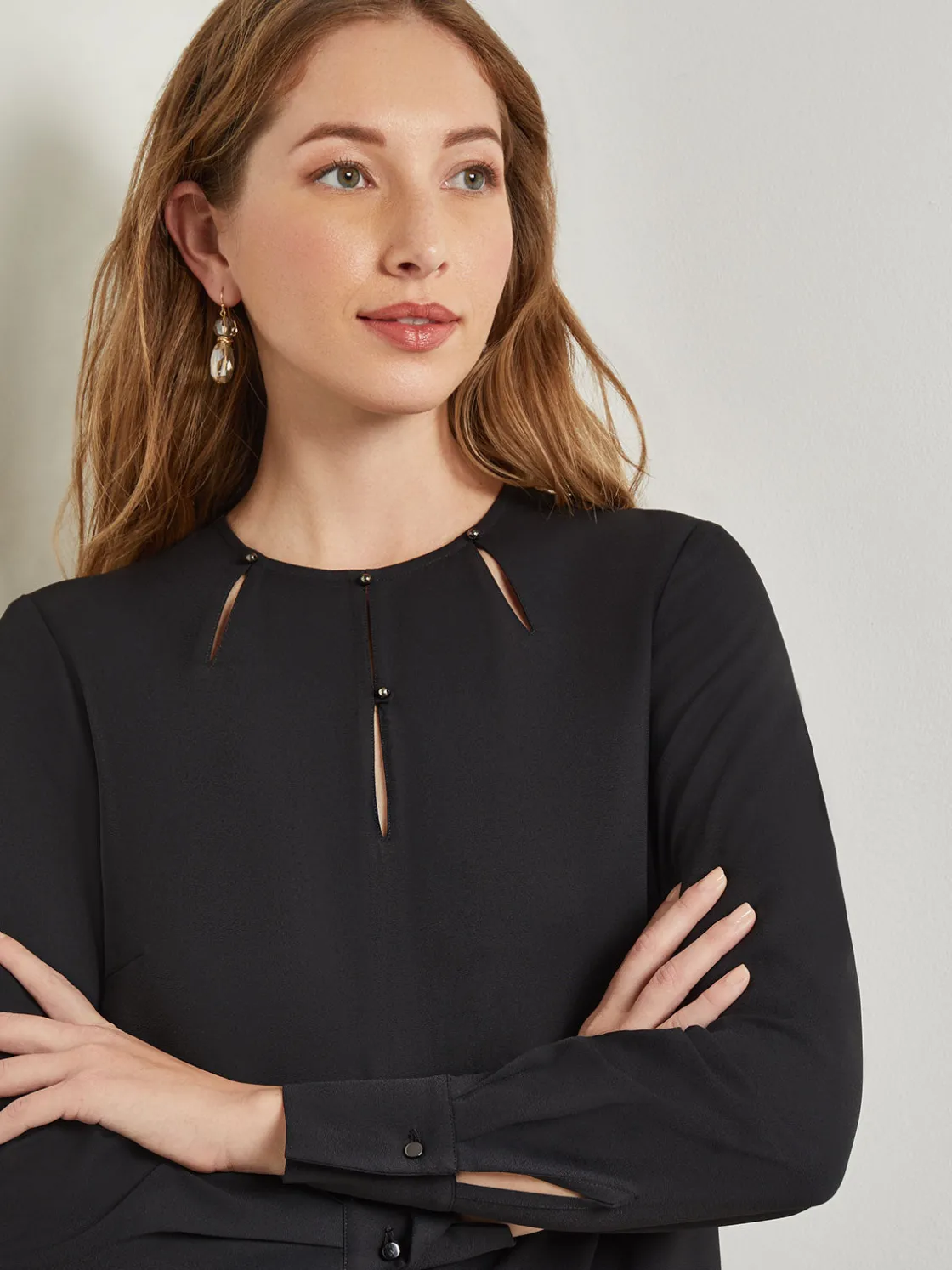 Misook Blouses & Shirts|Tops & Tees|Embellished Neckline Blouse - Crepe De Chine