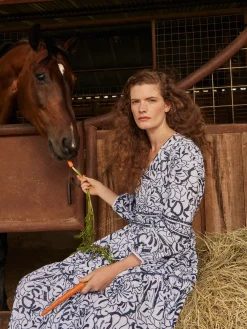 Misook Dresses|Embroidered Floral Cotton Maxi Dress