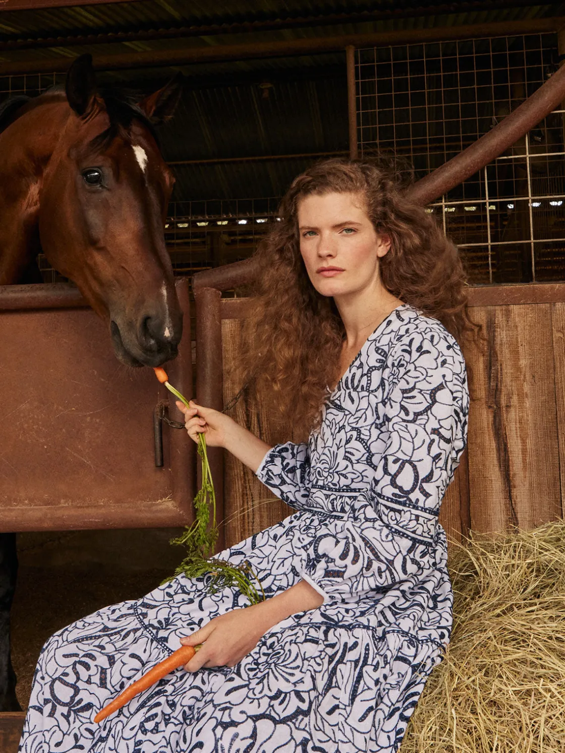 Misook Dresses|Embroidered Floral Cotton Maxi Dress