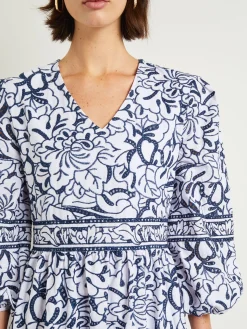 Misook Dresses|Embroidered Floral Cotton Maxi Dress