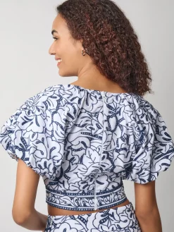 Misook Blouses & Shirts|Tops & Tees|Embroidered Floral Cropped Cotton Blouse