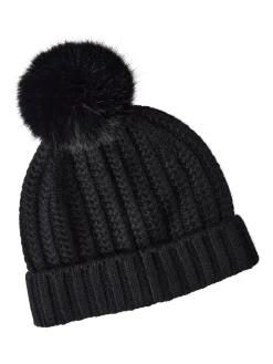 Misook Accessories|Faux Fur Pom Pom Cashmere Hat