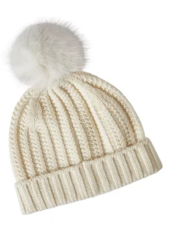 Misook Accessories|Faux Fur Pom Pom Cashmere Hat