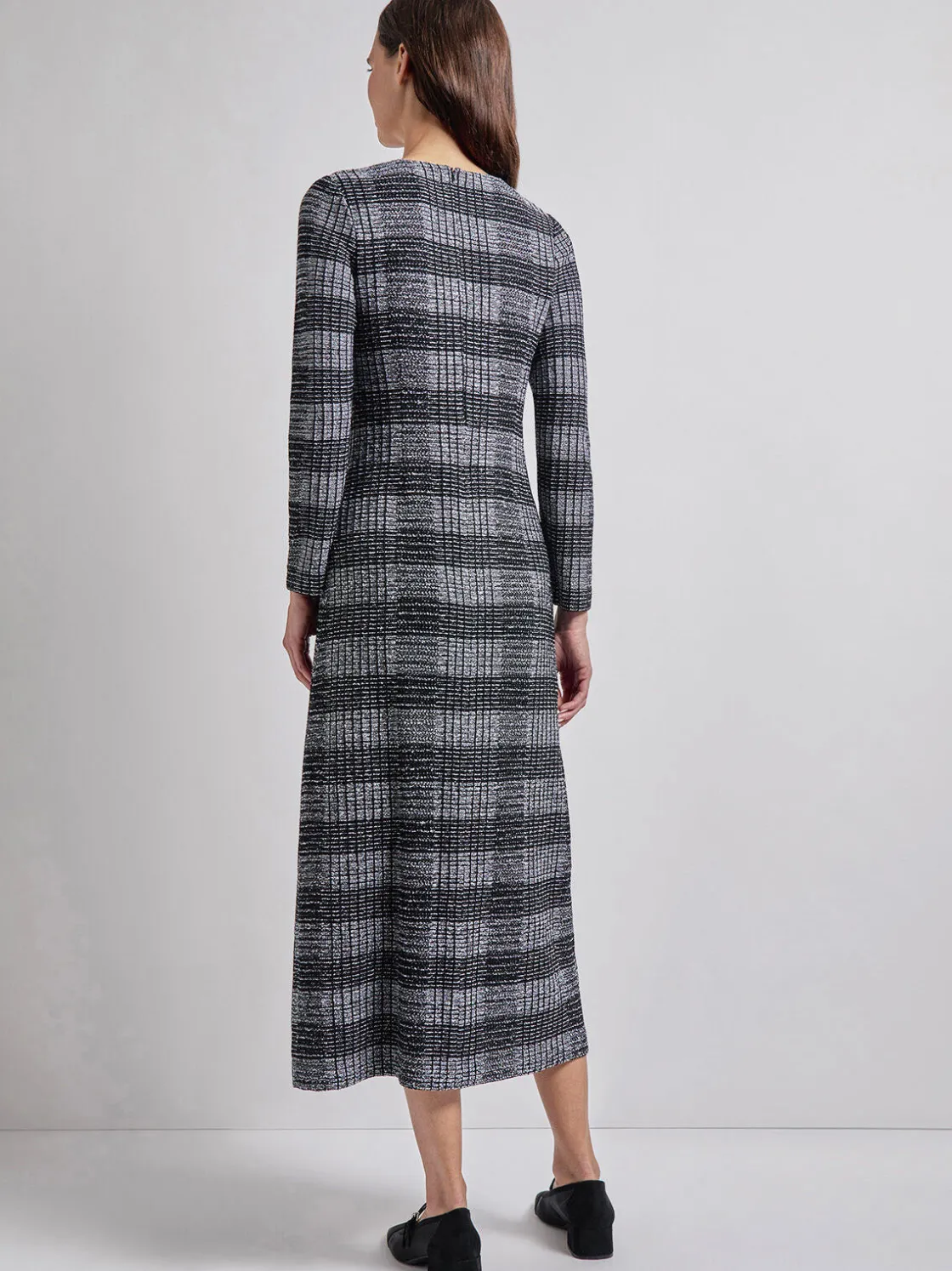 Misook Dresses|Fit & Flare Tweed Knit Maxi Dress