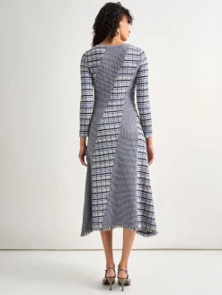 Misook Dresses|Fit-and-Flare Multi-Stitch Tweed Maxi Dress