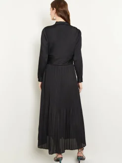 Misook Dresses|Fit-and-Flare Pleated Woven Maxi Dress