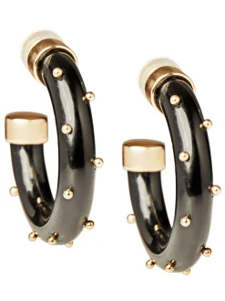 Misook Accessories|Earrings|Gold & Black Resin Hoop Earrings