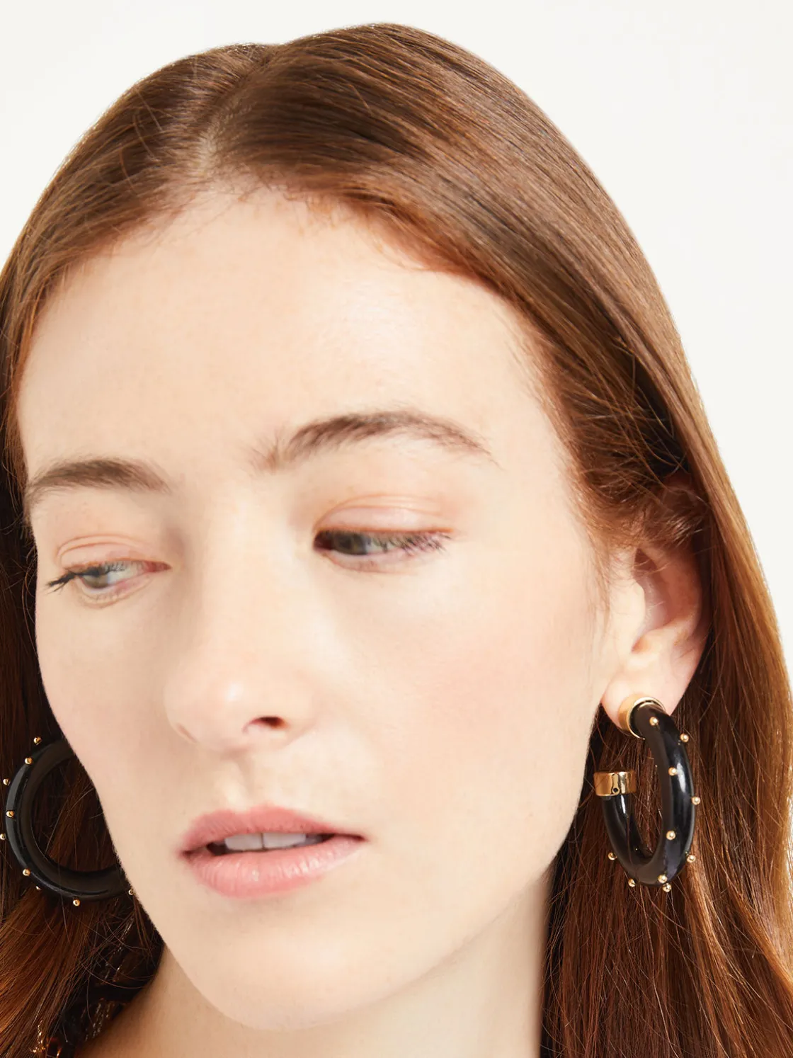 Misook Accessories|Earrings|Gold & Black Resin Hoop Earrings