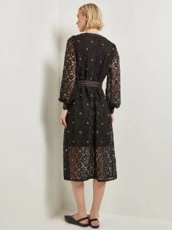 Misook Dresses|Gold Grommet Laced Shift Midi Dress