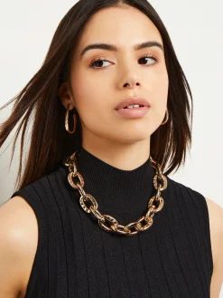 Misook Accessories|Necklaces|Hammered Oval Link Short Necklace