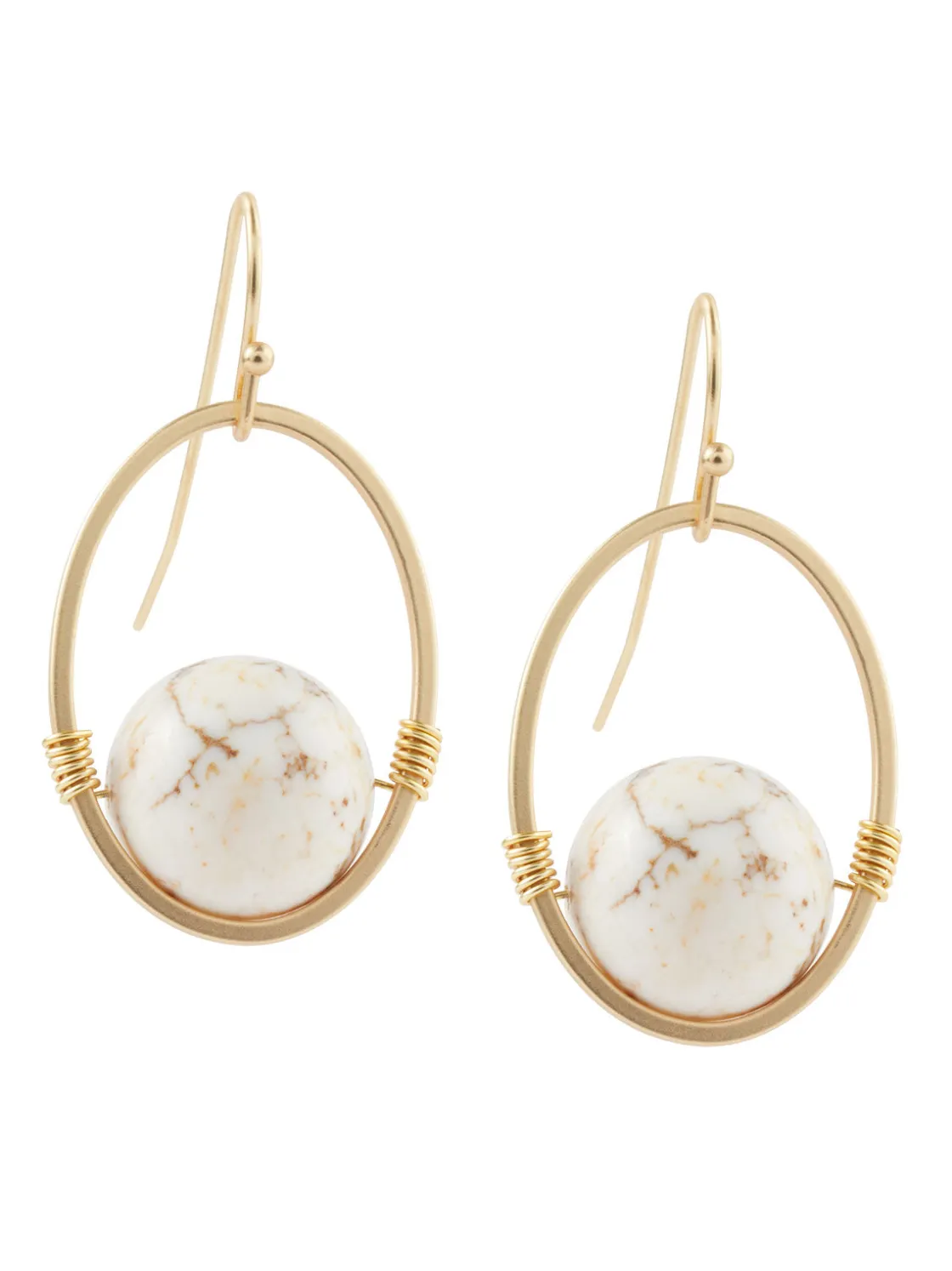 Misook Accessories|Earrings|Handmade Gold Magnesite Drop Bead Earrings