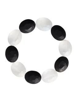 Misook Accessories|Bracelets|Handmade Matte Black & White Crystal Stretch Bracelet