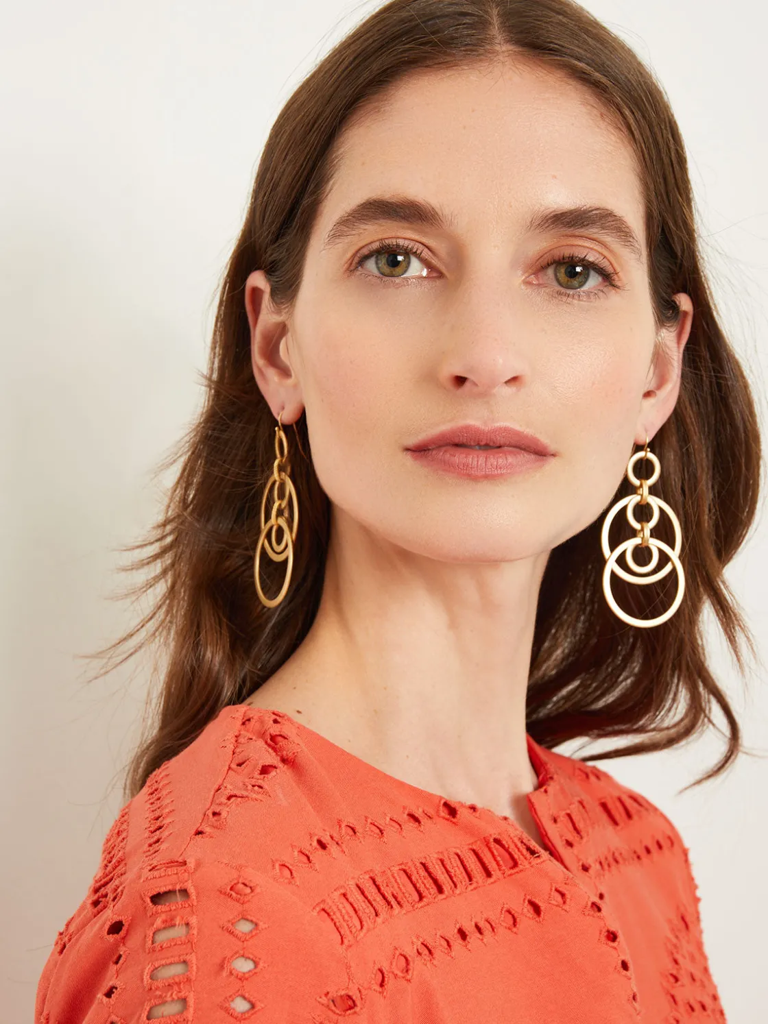 Misook Accessories|Earrings|Handmade Matte Gold Dual Layer Multi Hoop Earring