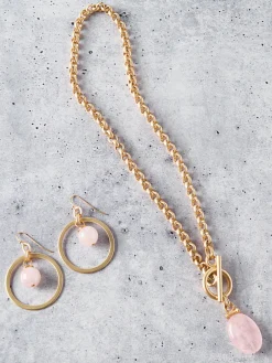 Misook Accessories|Necklaces|Handmade Rose Quartz Pendant Toggle Chain Necklace