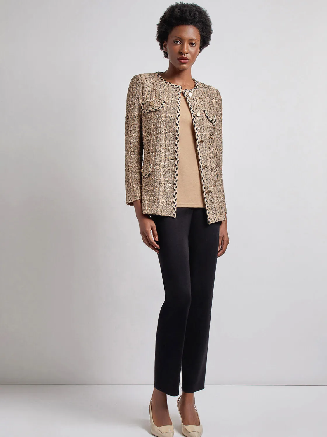 Misook Jackets & Coats|Heritage Fit Braid Trim Tweed Knit Jacket