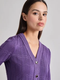 Misook Jackets & Coats|Heritage Fit Braided Trim Tonal Zig-Zag Knit Cardigan