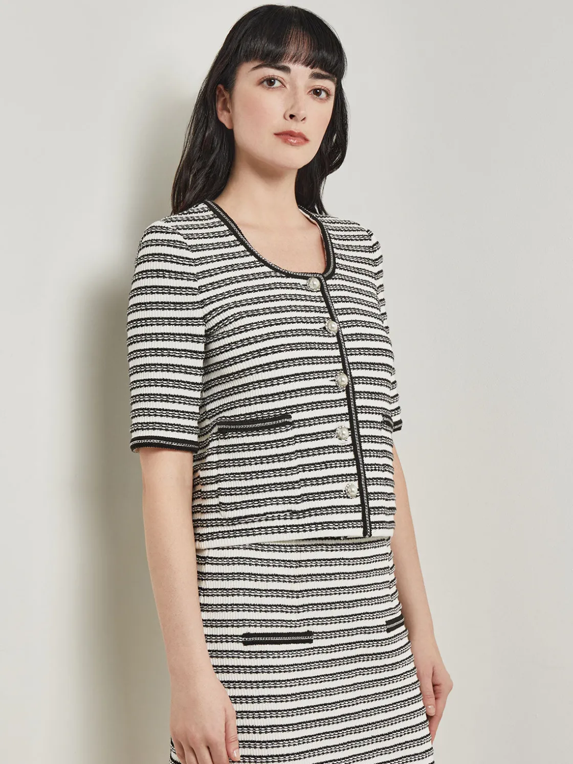 Misook Jackets & Coats|Heritage Fit Chain Trim Jacket - Recycled Knit