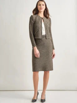 Misook Jackets & Coats|Heritage Fit Curbed Chain Trim Lurex Knit Jacket