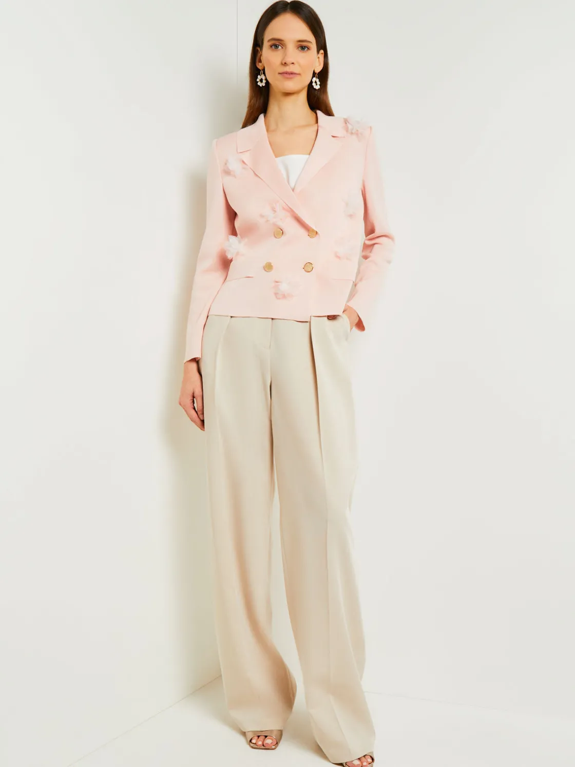 Misook Jackets & Coats|Heritage Fit Double Breasted Jacket - Floral Applique Knit