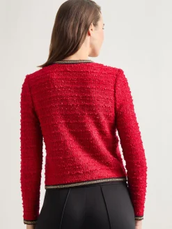 Misook Jackets & Coats|Heritage Fit Double Chain Trim Eyelash Knit Jacket