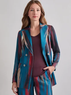 Misook Jackets & Coats|Heritage Fit Double-Breasted Brushstroke Woven Blazer