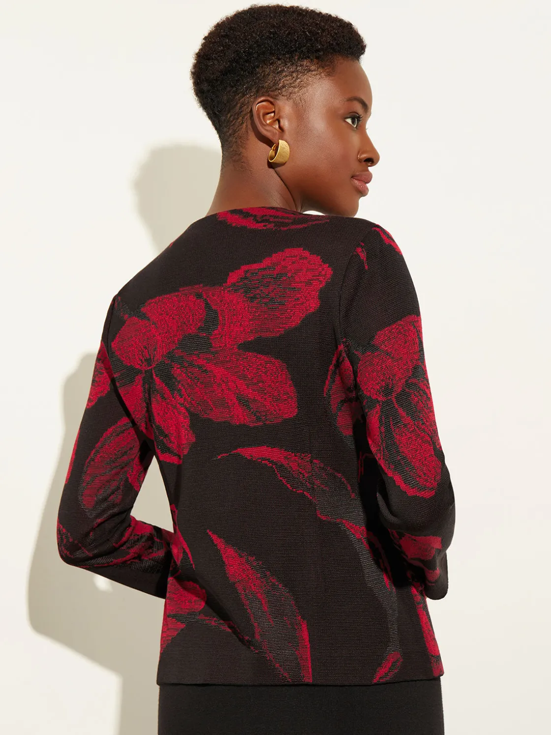 Misook Jackets & Coats|Heritage Fit Floral Button-Front Knit Jacket