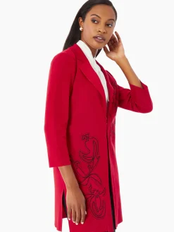 Misook Jackets & Coats|Heritage Fit Floral Embroidery Long Knit Jacket