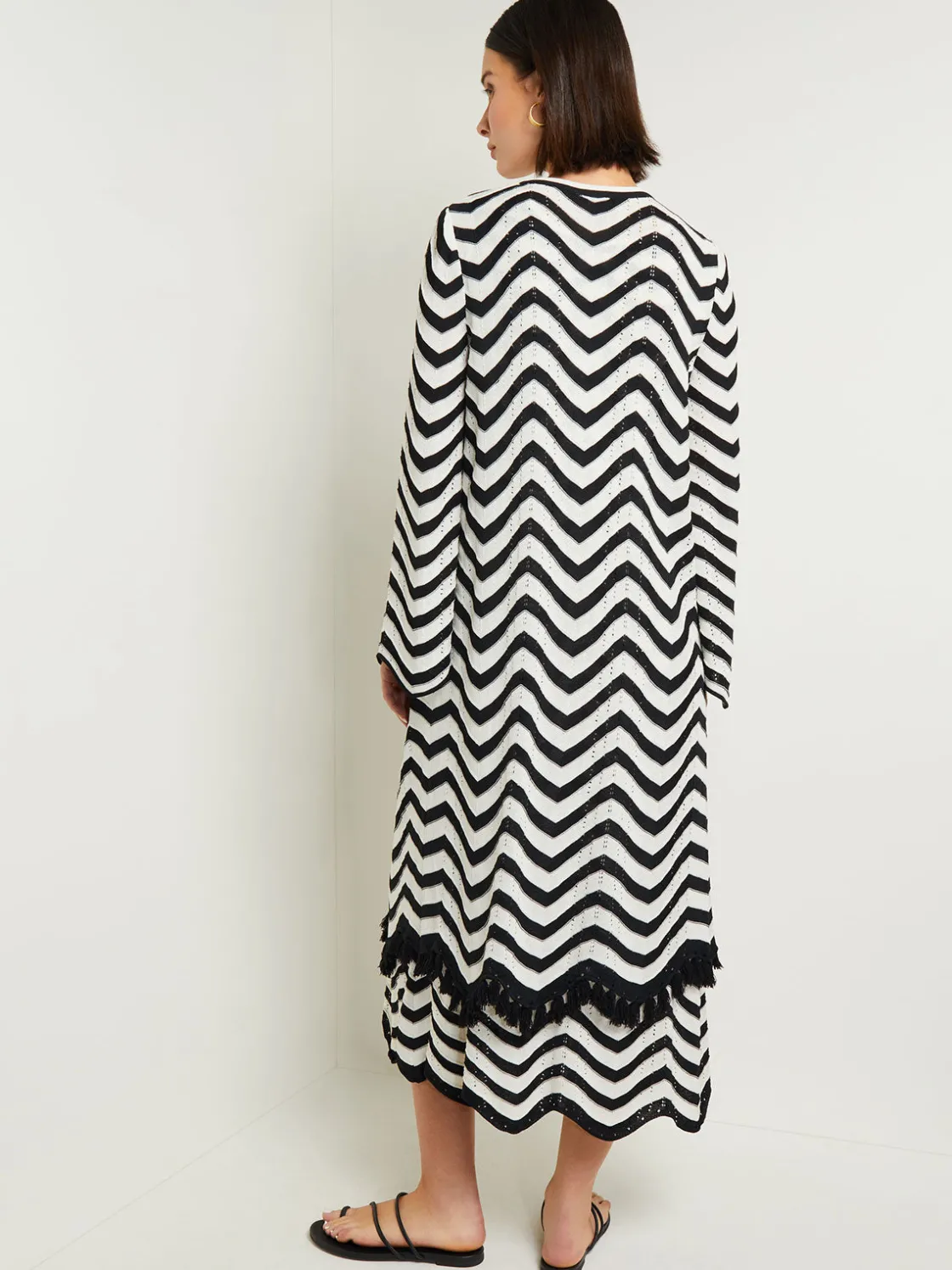 Misook Jackets & Coats|Heritage Fit Jacket - Chevron Fringe Trim Intarsia Knit