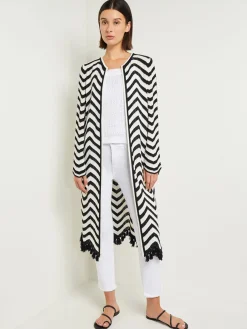 Misook Jackets & Coats|Heritage Fit Jacket - Chevron Fringe Trim Intarsia Knit
