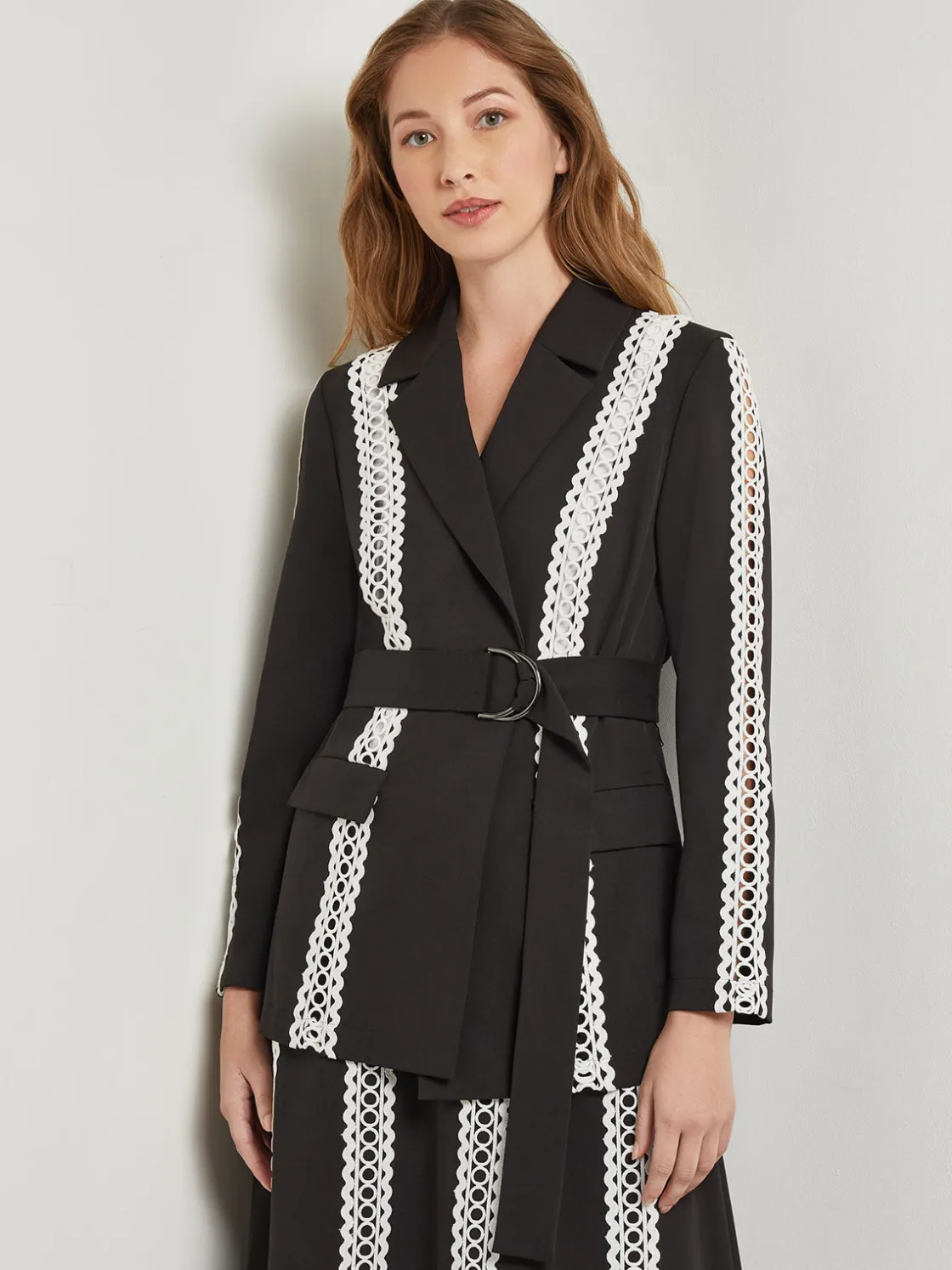 Misook Jackets & Coats|Heritage Fit Jacket - Eyelet Trim Woven Twill