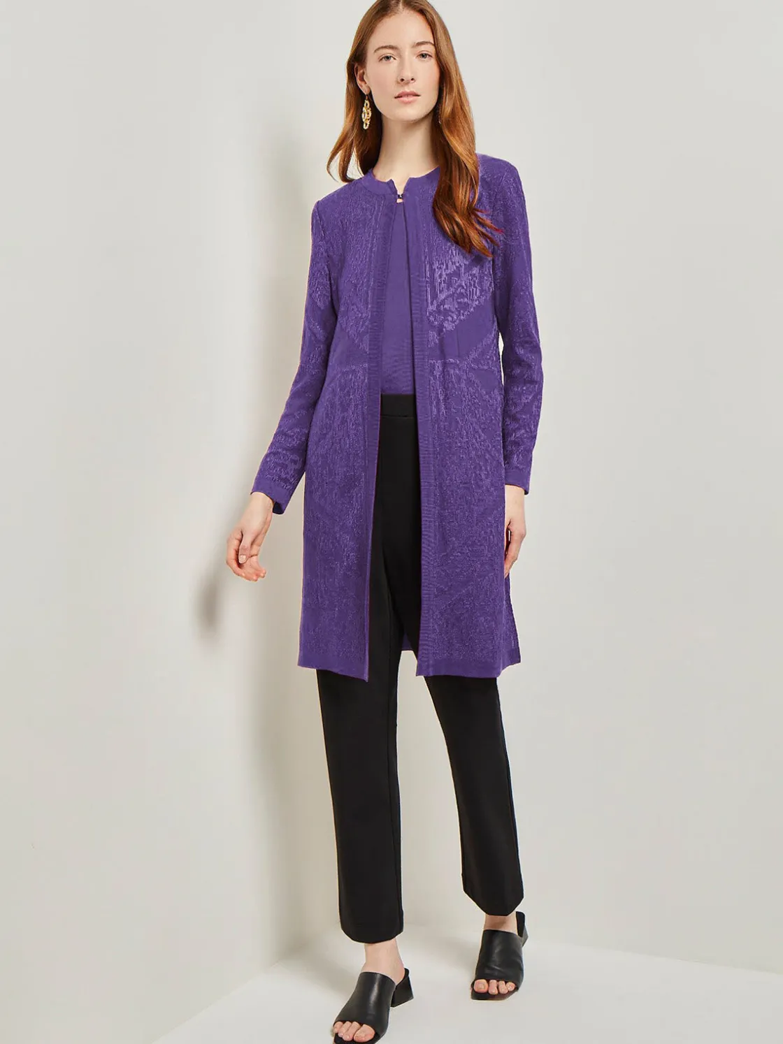 Misook Jackets & Coats|Heritage Fit Jewel Neck Jacquard Knit Jacket