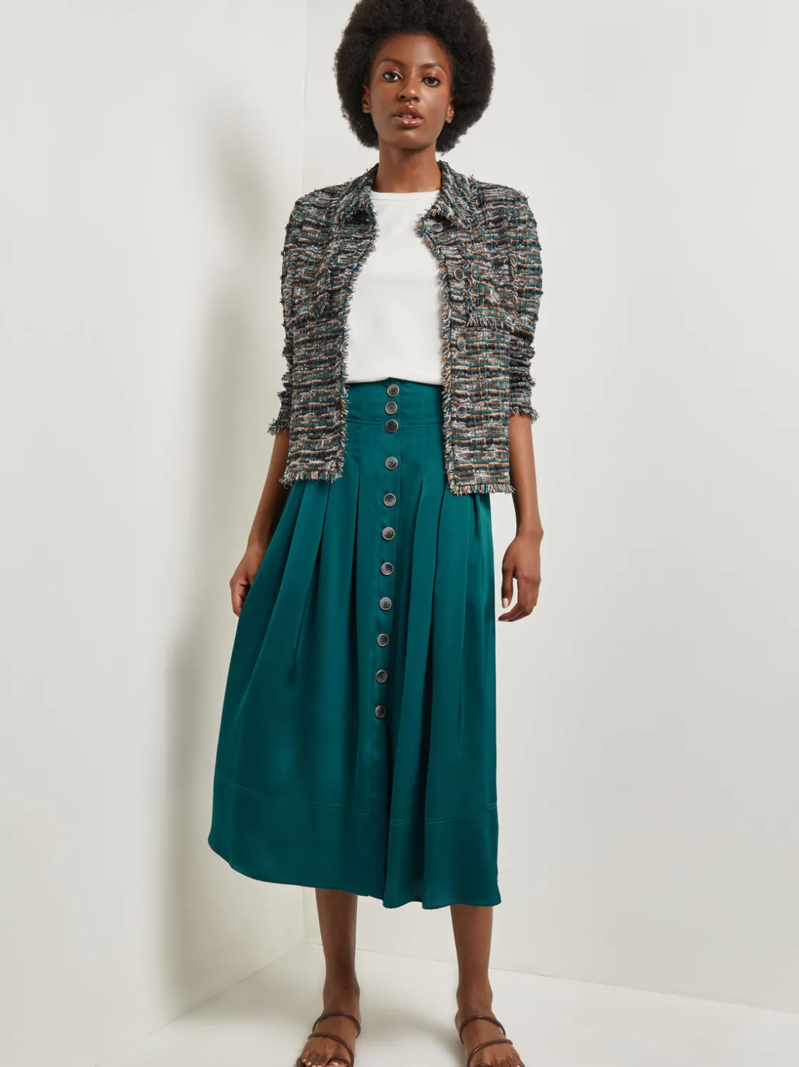 Misook Jackets & Coats|Heritage Fit Lapel Jacket - Fringe Trim Tweed Knit