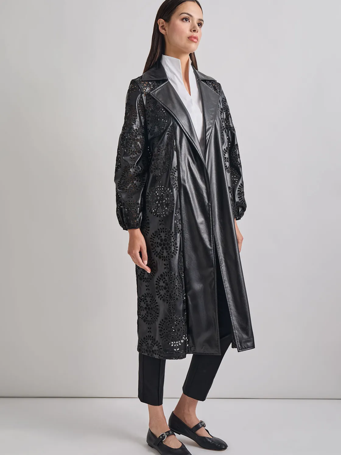 Misook Jackets & Coats|Heritage Fit Open Front Vegan Leather Jacket