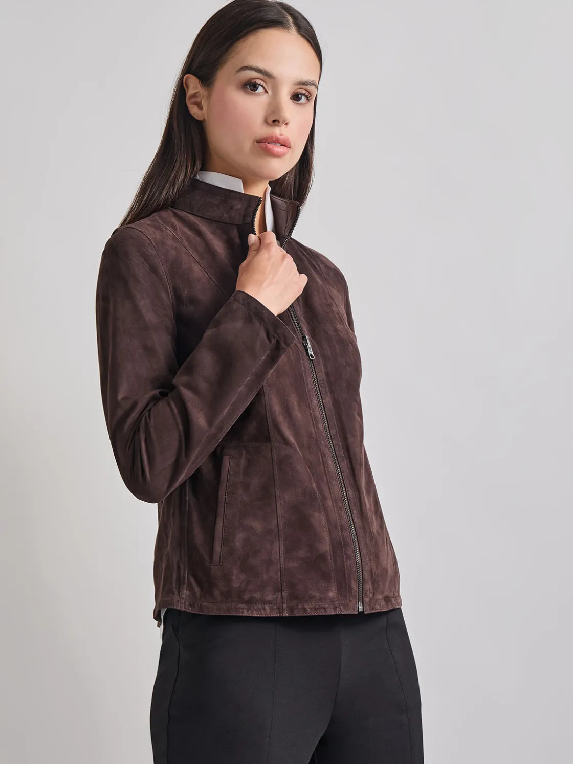 Misook Jackets & Coats|Heritage Fit Reversible Suede Leather Jacket