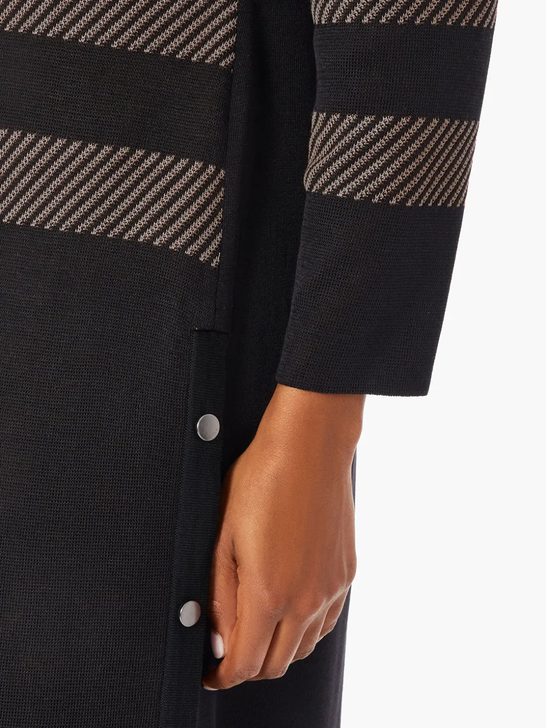 Misook Jackets & Coats|Heritage Fit Side Button Detail Graphic Pattern Knit Duster