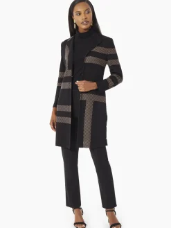 Misook Jackets & Coats|Heritage Fit Side Button Detail Graphic Pattern Knit Duster