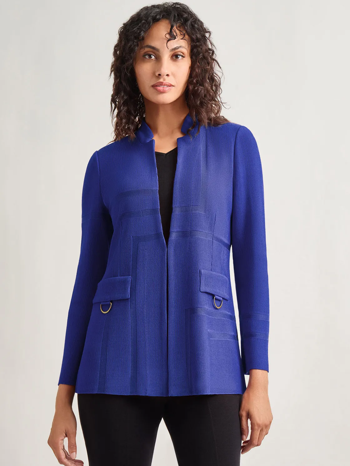 Misook Jackets & Coats|Inverted Notch Collar Tailored Knit Jacket