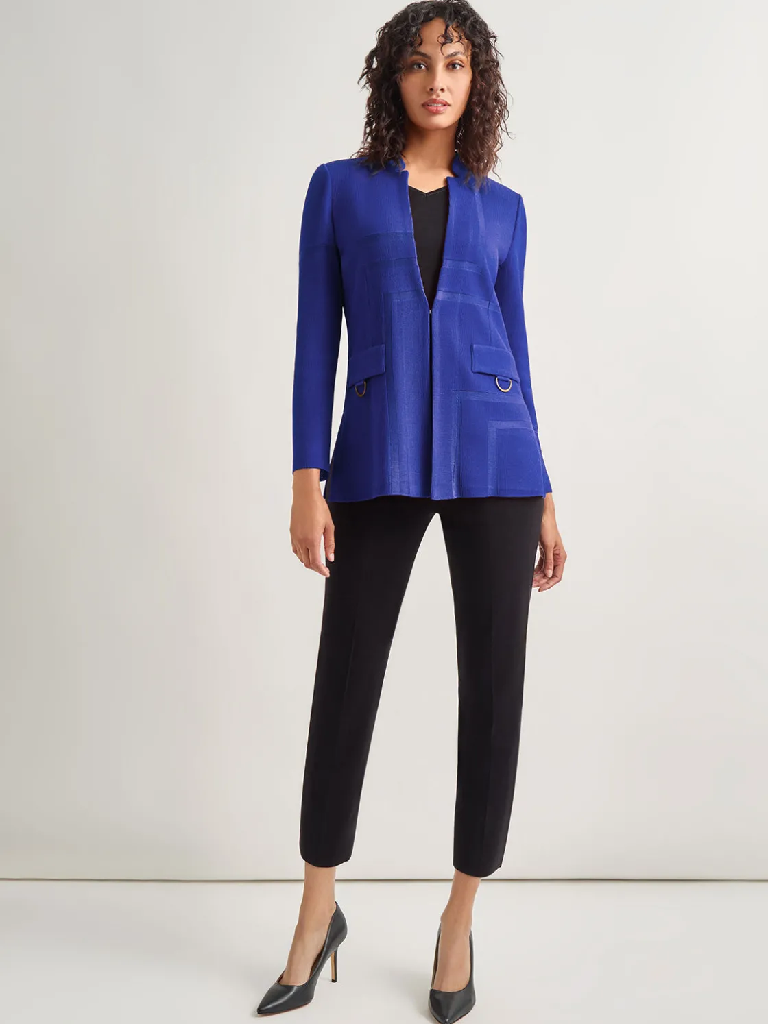 Misook Jackets & Coats|Inverted Notch Collar Tailored Knit Jacket