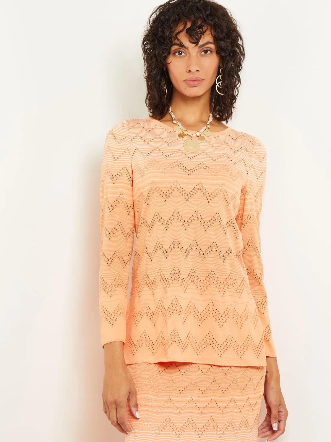 Misook Tops & Tees|Jewel Neck Tunic - Ombre Pointelle Soft Knit