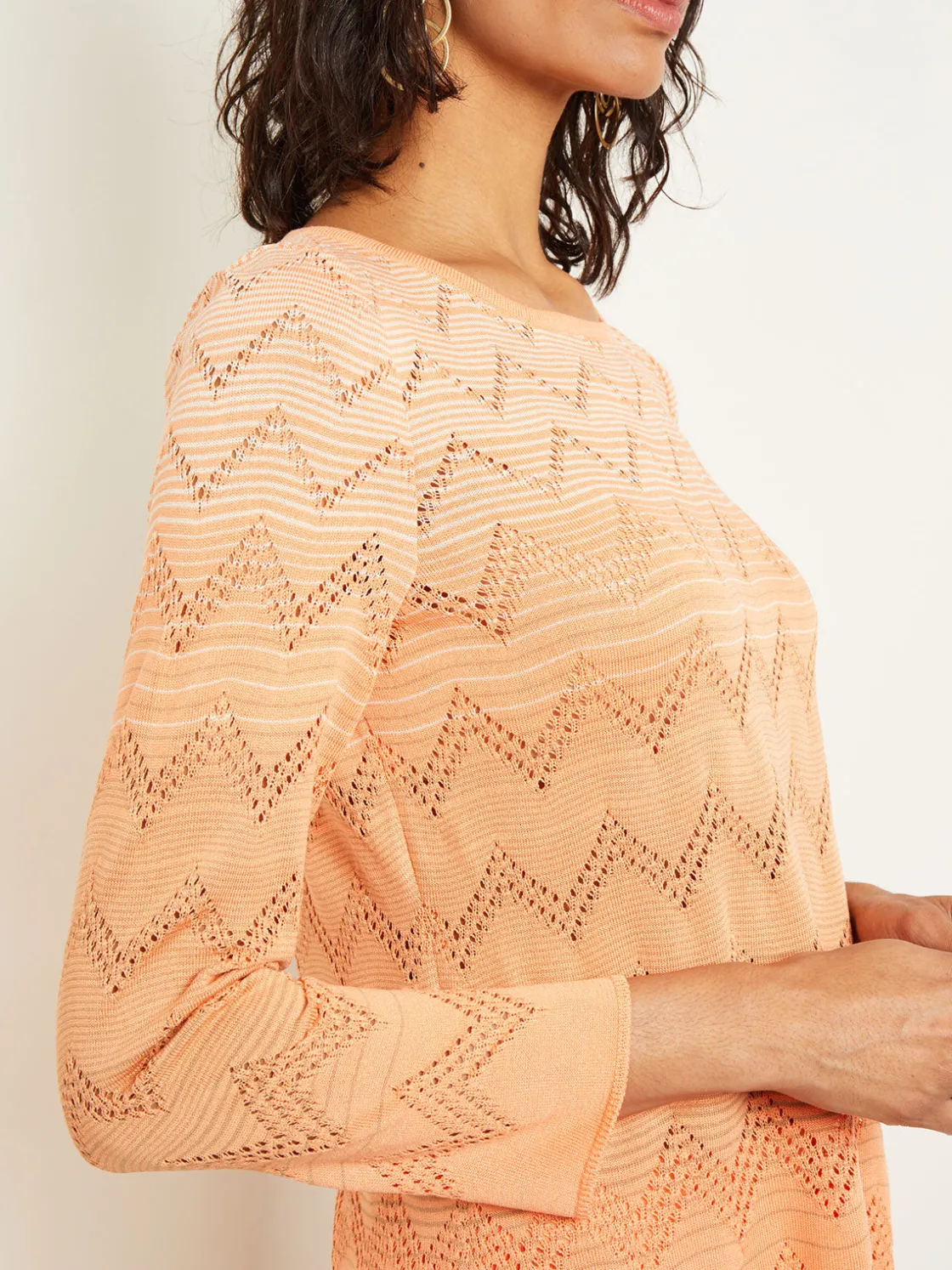 Misook Tops & Tees|Jewel Neck Tunic - Ombre Pointelle Soft Knit