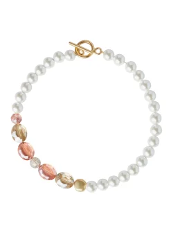 Misook Accessories|Necklaces|18K Matte Gold Plated Peach Crystal Necklace