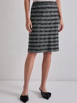 Misook Skirts|Knee-Length Tweed Knit Pencil Skirt