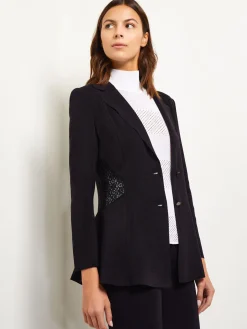 Misook Jackets & Coats|Lace Accent Tailored Knit Blazer