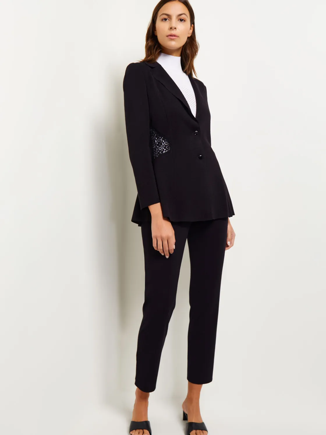 Misook Jackets & Coats|Lace Accent Tailored Knit Blazer
