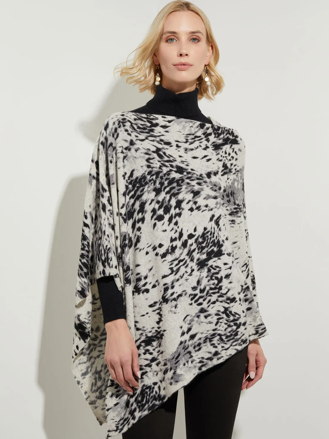 Misook Jackets & Coats|Tops & Tees|Leopard Print Cashmere Poncho