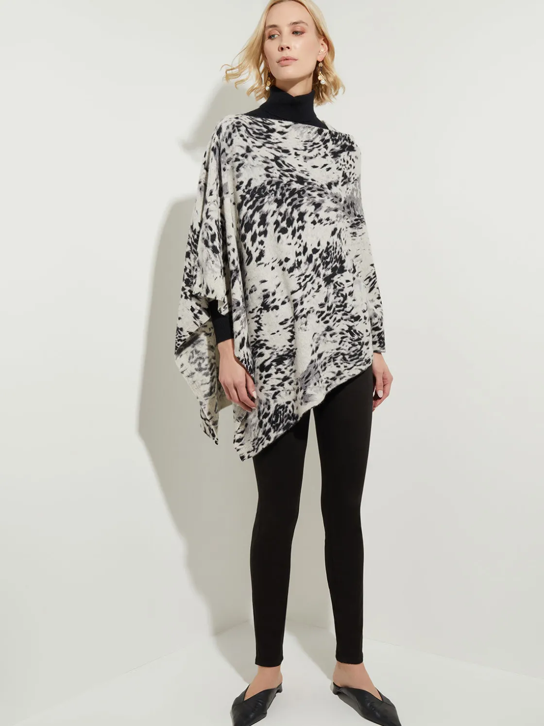 Misook Jackets & Coats|Tops & Tees|Leopard Print Cashmere Poncho