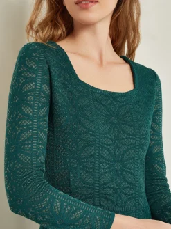 Misook Dresses|Maxi A-Line Dress - Burnout Detail Jacquard Knit