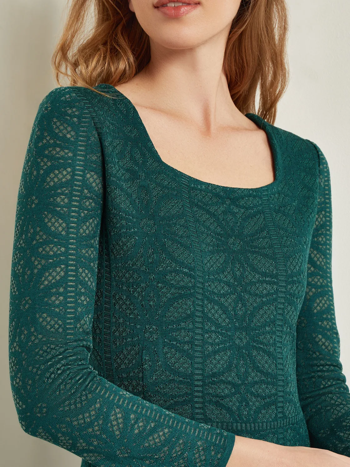 Misook Dresses|Maxi A-Line Dress - Burnout Detail Jacquard Knit