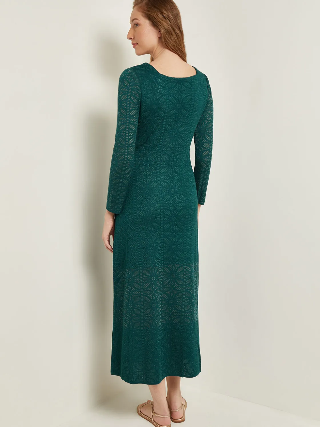 Misook Dresses|Maxi A-Line Dress - Burnout Detail Jacquard Knit